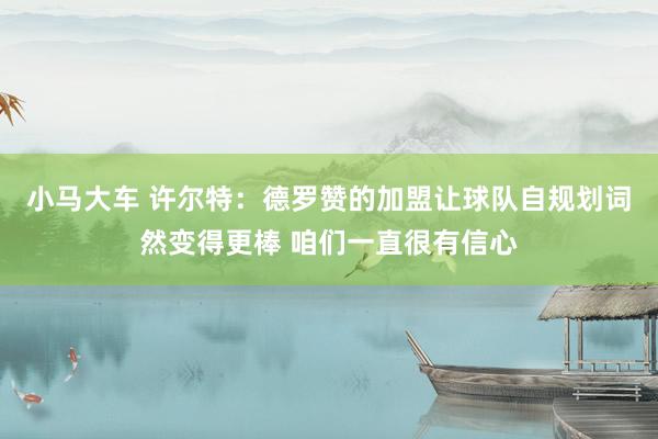 小马大车 许尔特：德罗赞的加盟让球队自规划词然变得更棒 咱们一直很有信心