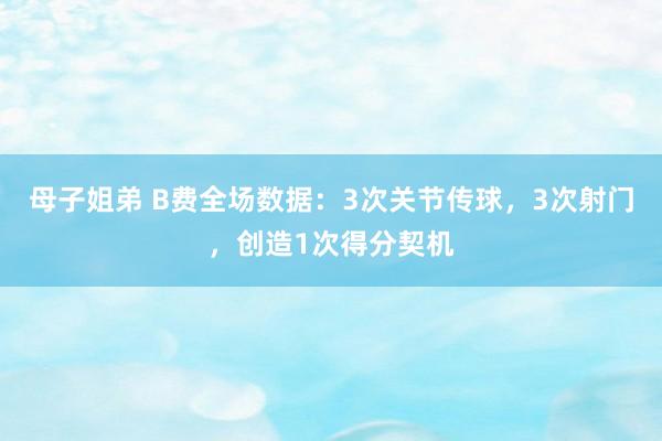 母子姐弟 B费全场数据：3次关节传球，3次射门，创造1次得分契机
